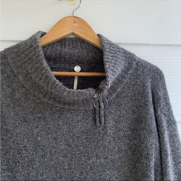 Margaret O’Leary Mock Neck Wool Blend Gray Sweater Top size Large 3/4 Sleeve - Picture 2 of 11